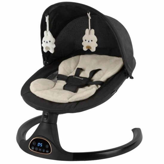 Kidwell LUVI Black, balansoar electric și șezlong 2 în 1 pentru bebeluși, negru