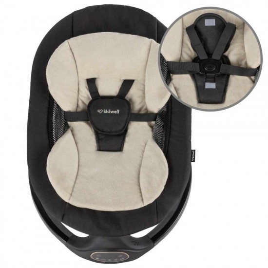 Kidwell LUVI Black, balansoar electric și șezlong 2 în 1 pentru bebeluși, negru