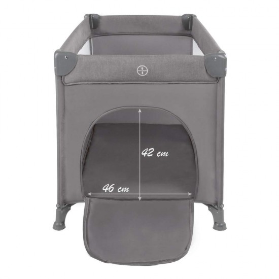 Pătuț bebe pliabil cu două nivele și cu laturi rabatabile  Kidwell Blissy Lift - culoarea gri