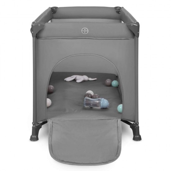 Pătuț bebe pliabil cu două nivele și cu laturi rabatabile  Kidwell Blissy Lift - culoarea gri