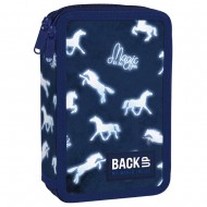 Penar copii cu două compartimente, echipat cu rechizite - BackUp, model Magic Horses