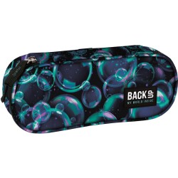 Penar copii cu fermoar, formă ovală, BackUp, model 3D bubbles, negru