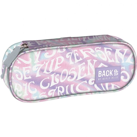 Penar copii cu fermoar, formă ovală, BackUp, model roz pastel