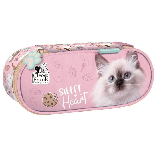 Penar copii cu fermoar, formă ovală, CAT, roz-(Cleo & Frank)