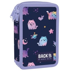 Penar copii cu trei compartimente, echipat cu rechizite – BackUp, model cats