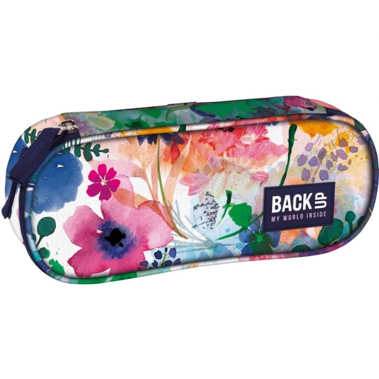 Penar fete cu fermoar, formă ovală, BackUp, model flower aquarell