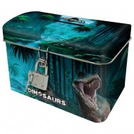Pușculiță pentru băieți cu lacăt, model Dinozauri, albastru
