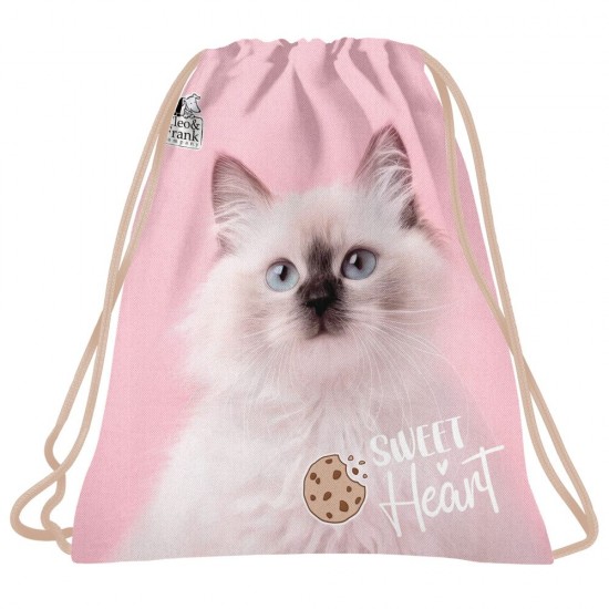 Rucsac tip sac cu șnur copii, CAT, roz-(Cleo & Frank)