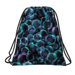 Rucsac tip sac cu șnur copii, model 3D bubbles, negru