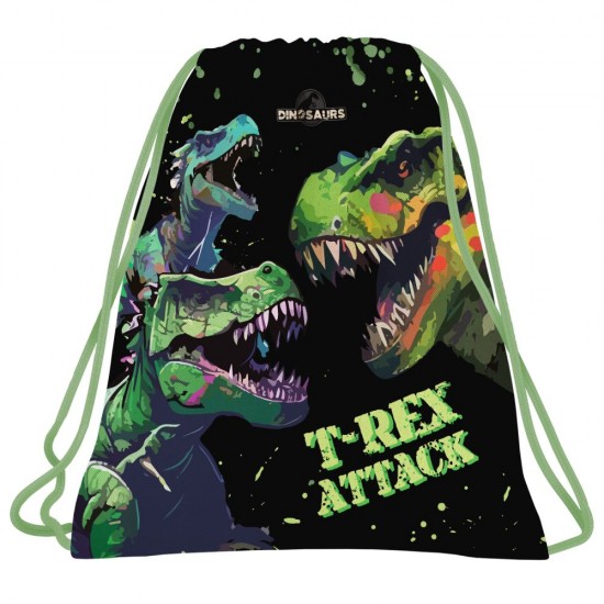 Rucsac tip sac cu șnur copii,  model dinozauri,T-REX ATTACK - Derform