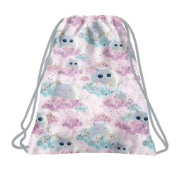 Rucsac tip sac cu șnur fete, model galactic cu pisică