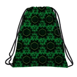Rucsac tip sac cu șnur, model abstract verde