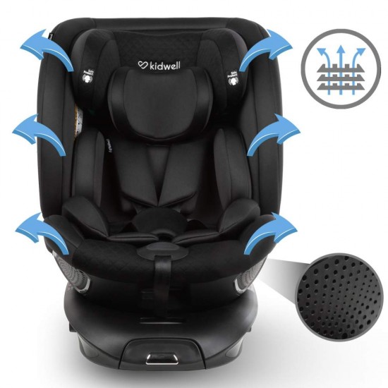 Scaun auto cu ISOFIX Kidwell Gocar, grupa de vârsta 40-135 cm, i-Size – negru