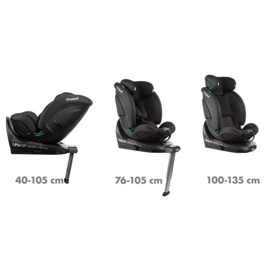 Scaun auto cu ISOFIX Kidwell Gocar, grupa de vârsta 40-135 cm, i-Size – negru