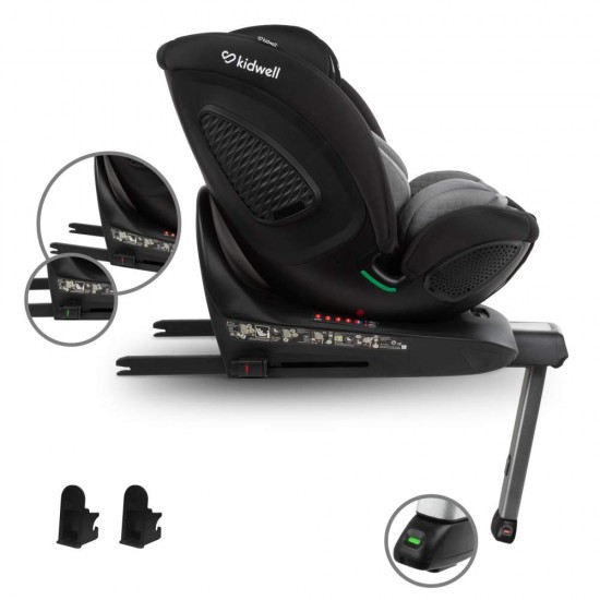 Scaun auto cu ISOFIX Kidwell Gocar, grupa de vârsta 40-135 cm, i-Size – negru gri