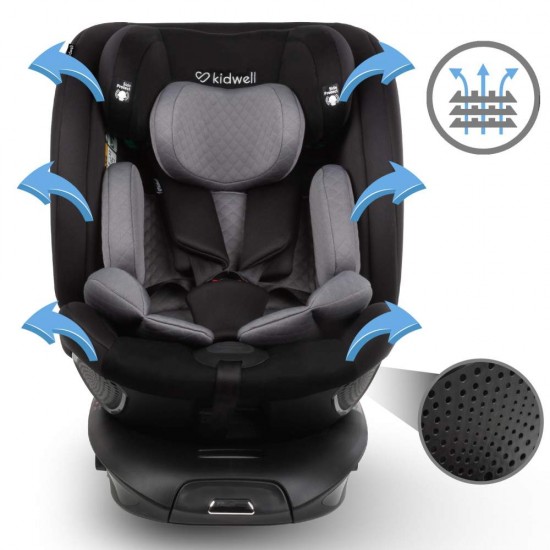 Scaun auto cu ISOFIX Kidwell Gocar, grupa de vârsta 40-135 cm, i-Size – negru gri