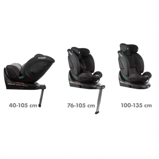 Scaun auto cu ISOFIX Kidwell Gocar, grupa de vârsta 40-135 cm, i-Size – negru gri
