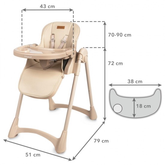 Scaun de masă Kidwell FORTO – pliabil, cu înălțime reglabilă, bej