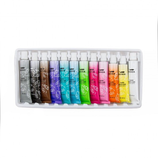 Set 12 culori acrilice, neon Kidea