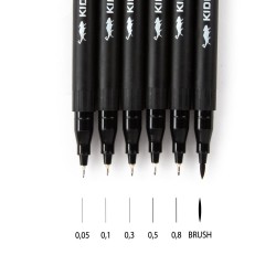 Set de finelinere cu precizie Kidea, 6 bucăți, dimensiuni diferite