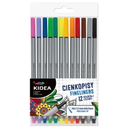 Set de finelinere Kidea, 12 culori, vârf metalic