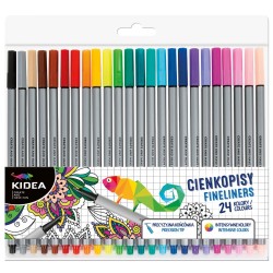Set de finelinere Kidea, 24 culori, vârf metalic