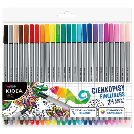 Set de finelinere Kidea, 24 culori, vârf metalic
