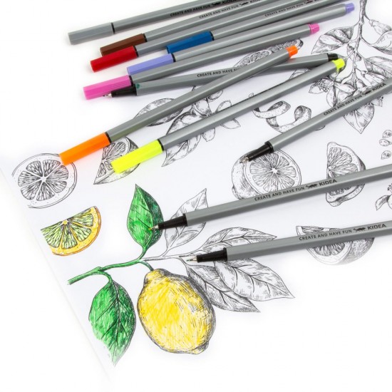 Set de finelinere Kidea, 24 culori, vârf metalic
