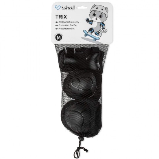 Set de protectie Kidwell Trix, genunchiere, cotiere si palme, marime M, negru