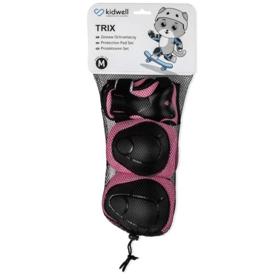 Set de protectie Kidwell Trix, genunchiere, cotiere si palme, marime M, roz