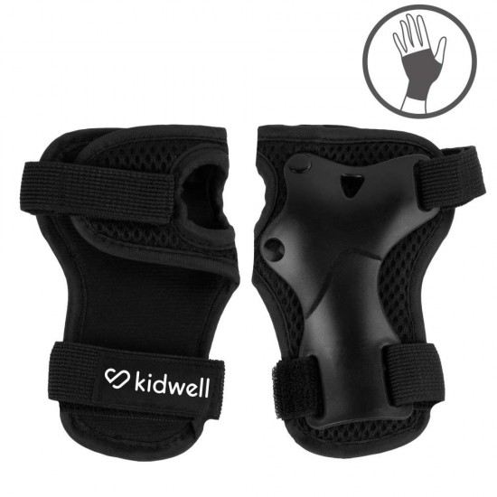 Set de protectie Kidwell Trix, genunchiere, cotiere si palme, marime S, negru