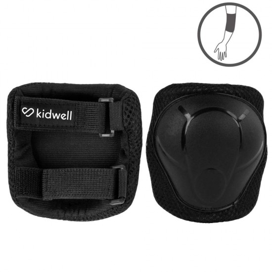 Set de protectie Kidwell Trix, genunchiere, cotiere si palme, marime S, negru