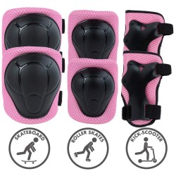 Set de protectie Kidwell Trix, genunchiere, cotiere si palme, marime S, roz
