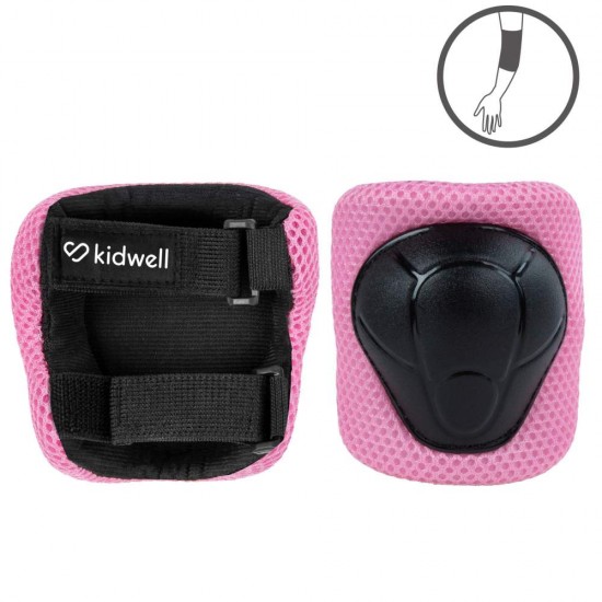 Set de protectie Kidwell Trix, genunchiere, cotiere si palme, marime S, roz