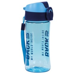 Sticla apă copii, recipient plastic 400ml, BackUp, transparent-albastru