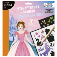 Caiet cu 3 fișe răzuibile și șablon, model prințesă - Kidea