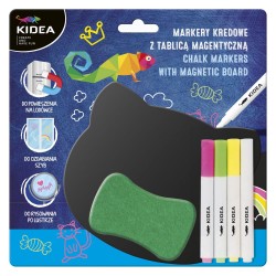 Set tablă magnetică cu 4 markere cu cretă lichidă și un burete