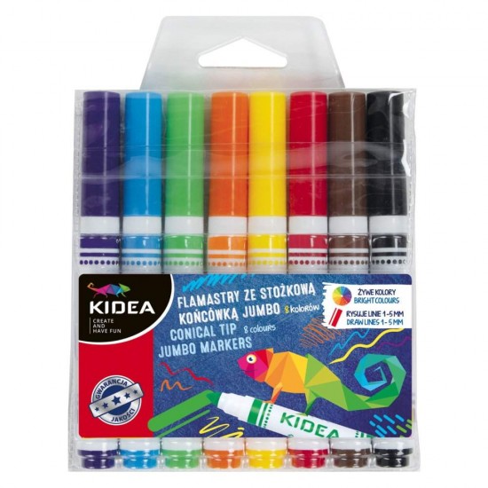 Set 8 markere/carioci cu vârf conic – Kidea Jumbo