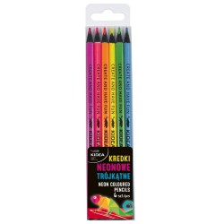 Creioane colorate triunghiulare, fluorescente Kidea - 6 culori