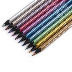 Creioane colorate triunghiulare, metalice Kidea - 10 culori