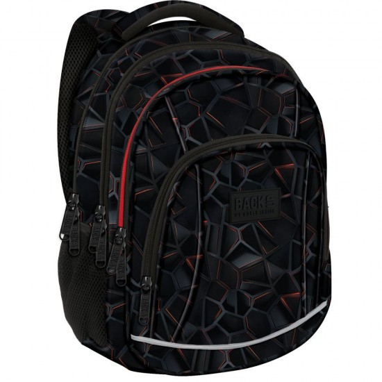 Ghiozdan ergonomic , cu 4 compartimente - model Cyber Black - Backup