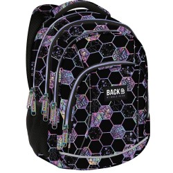 Ghiozdan ergonomic , cu 4 compartimente - model Matrix Glow - Backup