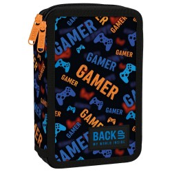 Penar cu două compartimente, echipat cu rechizite, model Power Gamer - BackUp