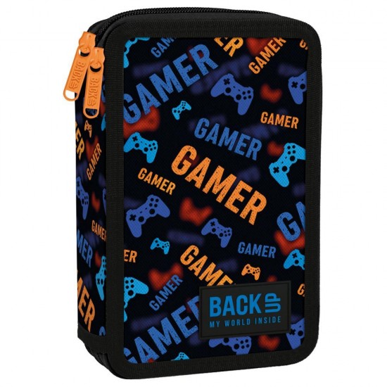 Penar cu două compartimente, echipat cu rechizite, model Power Gamer - BackUp