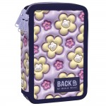 Penar cu trei compartimente, echipat cu rechizite model Bunny Bloom Flori 3D - BackUp,