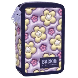 Penar cu trei compartimente, echipat cu rechizite model Bunny Bloom Flori 3D - BackUp,