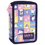 Penar cu trei compartimente, echipat cu rechizite, model Dog World carouri - BackUp,