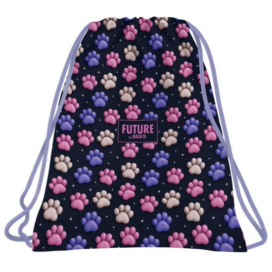 Rucsac tip sac cu șnur fete, model lăbuțe de pisică - Derform