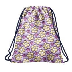 Rucsac tip sac cu șnur, model Bunny Bloom Flori 3D - BackUp