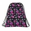 Rucsac tip sac cu șnur, model Inimioare roz și mov 3D - BackUp